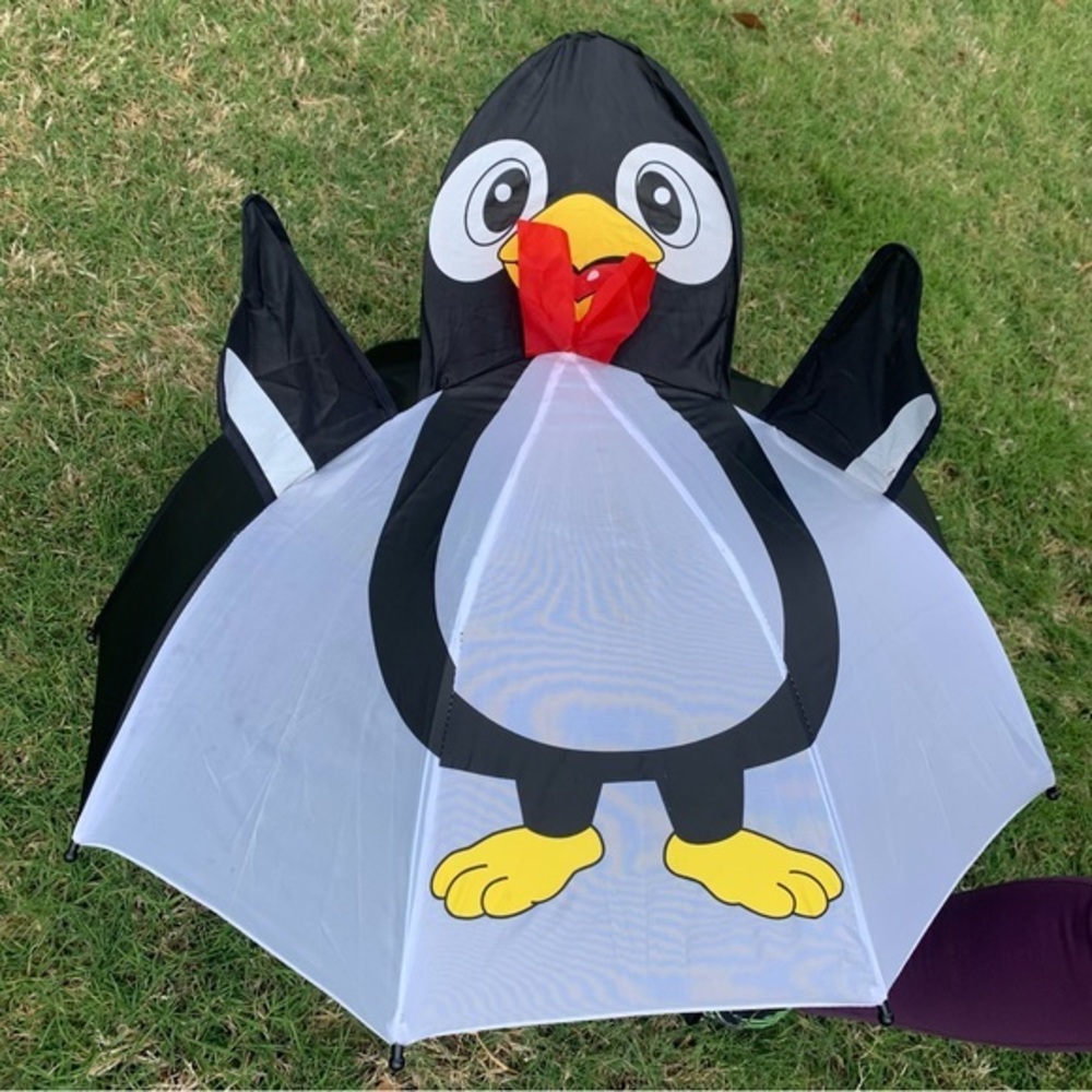 Youth Penguin Umbrella, black white and‎ red. Perfect for staying cute and dry.